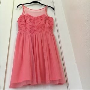 Illusion Neckline Pink Tulle Dress